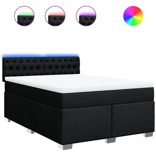 VidaXL Box spring postelja z vzmetnico črna 140x200 cm blago, (21309450) Slike