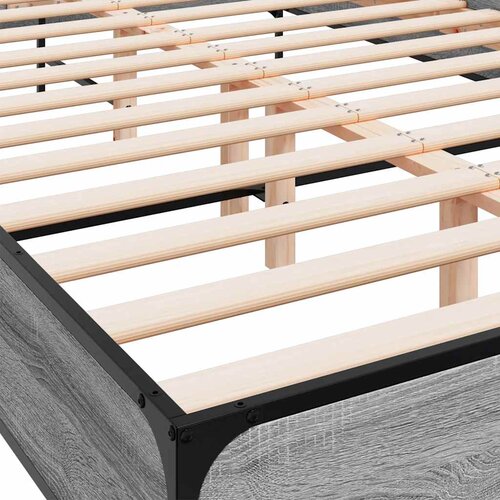  Okvir za krevet boja hrasta 150x200cm konstruirano drvo i metal Siva 150 x 200 cm Slike