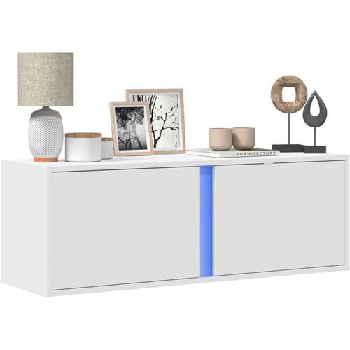  Zidni TV ormarić s LED svjetlima bijeli 100 x 31 x 35 cm Slike
