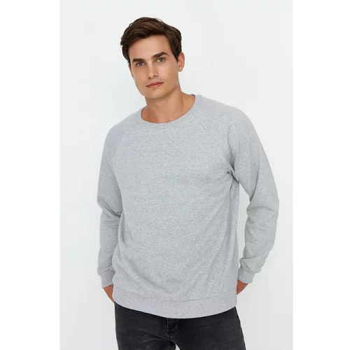 Trendyol Gray Melange Men's Basic Oversize Fit Crew Neck Raglan Sleeve Sweatshirt