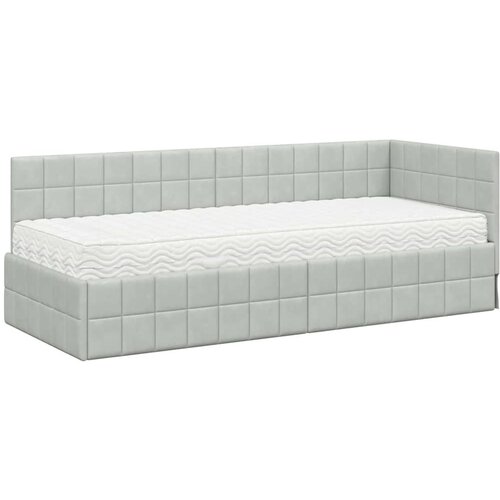 Kutni krevetni okvir s madracem 2 kom. Svjetlosiva 80 x 200 cm Slike