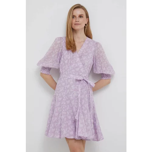 Polo Ralph Lauren Bombažna obleka vijolična barva