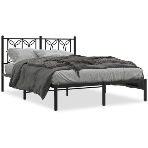 Maison Chic Kovinski Posteljni okvir - Dvoposteljna postelja - Zakonska postelja z vzglavjem črn 135x190 cm, (21693283) Cene