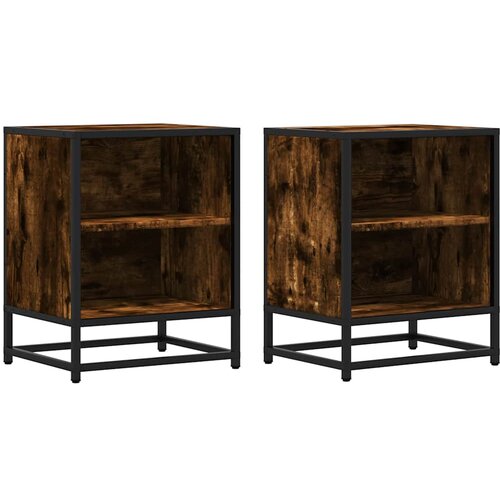 Maison Chic Dvo delni komplet Nočne omarice - Nočne mize dimljen hrast 40x31x50 cm inž. les/kovina, (21689152) Cene