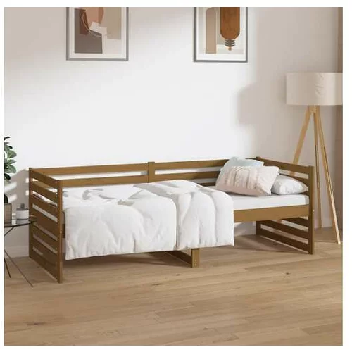  Dnevna postelja medeno rjava 80x200 cm trdna borovina