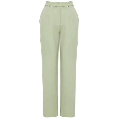 Trendyol Mint Straight Cut Wide Leg Pleated Trousers