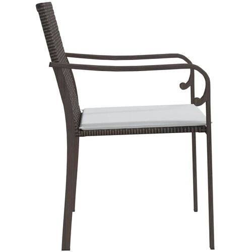  Vrtne stolice s jastucima 6 kom smeđe 56x59x84 cm od poliratana Slike