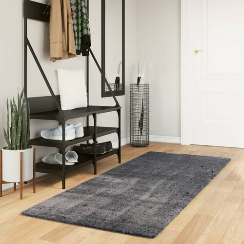 VidaXL Tepih HUARTE kratkih vlakana mekani i perivi antracit 80x200 cm Slike