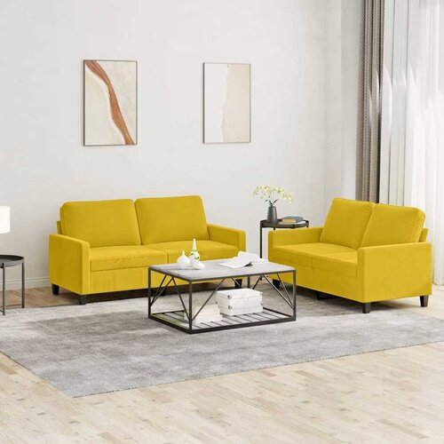  2-dijelni set sofa s jastucima žuti bar&scaron;unasti Cijene