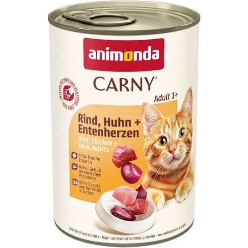  Ekonomično pakiranje animonda Carny adult 24 x 400 g - Govedina, piletina i pačja srca Cijene