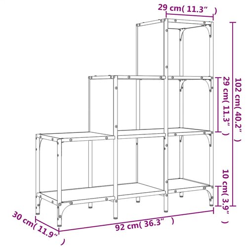  Regal za knjige crni 92 x 30 x 102 cm konstruirano drvo i metal Slike