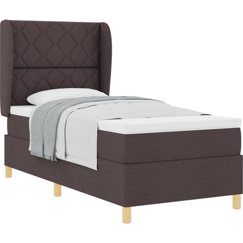 VidaXL Box Spring Postelja z Blazino v Temno Rjavi, 90x190 cm, Tkanina, (22052334) Slike