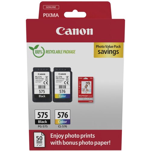 Canon Komplet kartu&scaron; PG-575 + CL-576, original + foto papir Cene