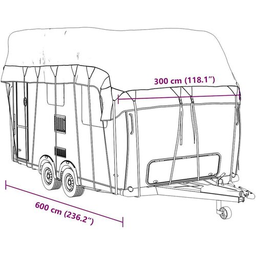 VidaXL Krovni pokrivač karavana sivi 600x300 cm netkana tkanina Slike