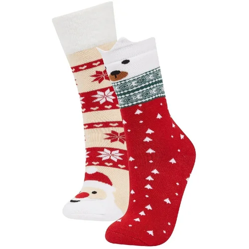 Defacto Women's Christmas Themed 2-Pack Cotton Long Socks