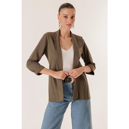 By Saygı Lycra Double Sleeve Fabric Short Jacket with Shawl Collar Width Length. Slike