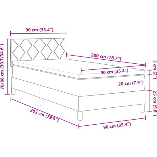 VidaXL box spring krevet s madracem tamnozelena 90x200 cm bar&amp;scaron;un Slike