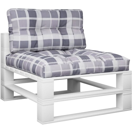  Jastuci za palete 2 kom sivi karirani od tkanine &amp;Scaron;arena 80 x 80 x 12 cm Slike