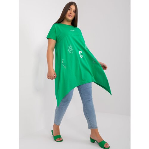 Fashion Hunters Green asymmetrical blouse plus size Slike