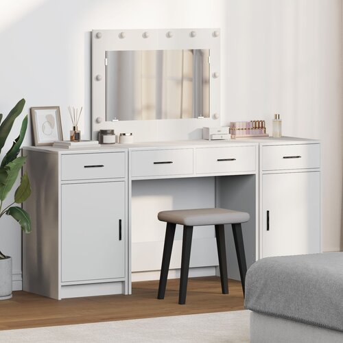 VidaXL Set od 3 Bijela MDF, Staklo Kompatibilan Toaletni stol Slike