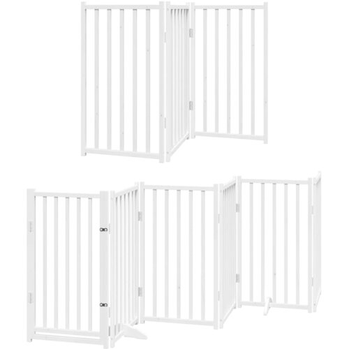  Vrata za pse s vrata&amp;scaron;cima 9 panela sklopiva 450 cm drvo topole Bijela 50 x 90 x 2 cm Slike