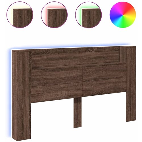 VidaXL Omarica za vzglavje postelje LED rjavi hrast 180x16,5x103,5 cm, (21081724) Slike