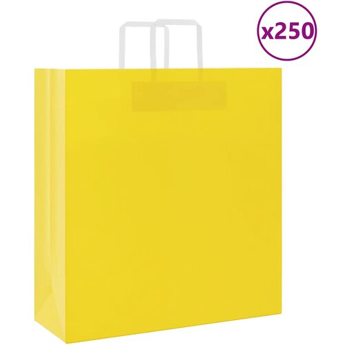 VidaXL Papirnate vrečke 250 kosov z ročaji rumena 45x17x48 cm, (5000160948) Slike