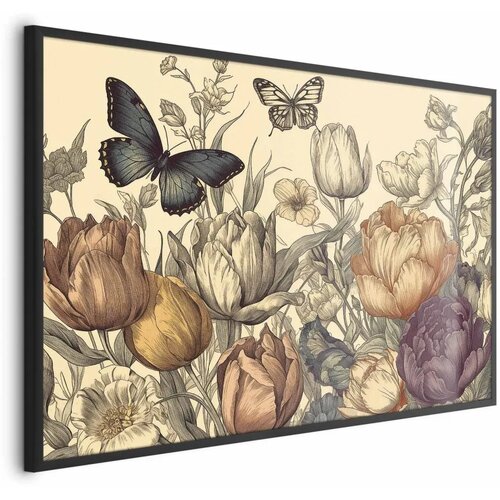  Plakat Colorful Tulips on a Cream Background 60x40 Crni okvir Cene