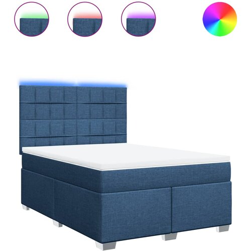 vidaXL Box spring postelja z vzmetnico modra 140x190 cm blago, (21321617) Cene