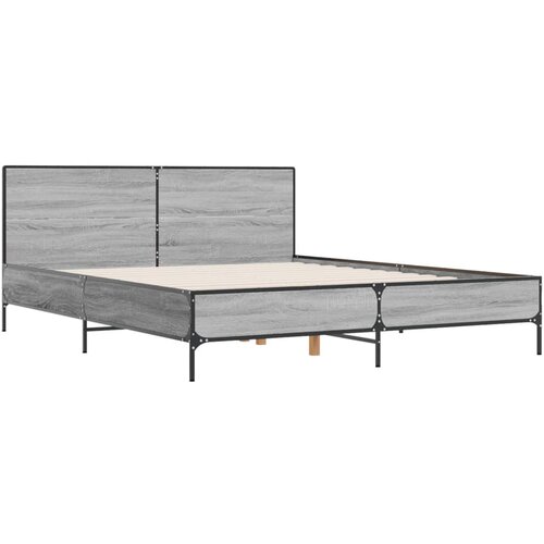  Okvir za krevet boja hrasta 120x190cm konstruirano drvo i metal Siva 120 x 190 cm Slike