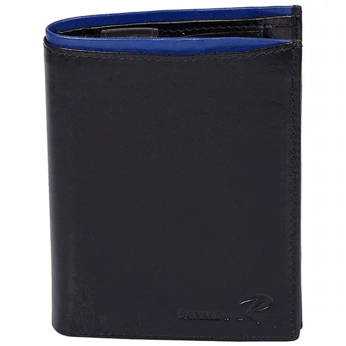Fashion Hunters Men's black leather wallet with blue trim