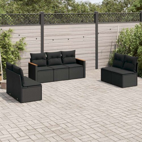  7-dijelni set vrtnih sofa od poliratana s jastucima crni Cijene