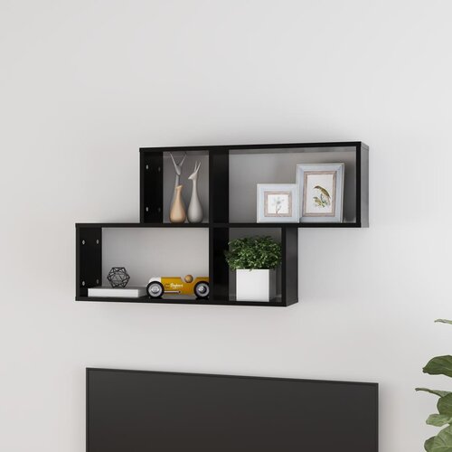  Zidna polica crna 100 x 18 x 53 cm konstruirano drvo Slike