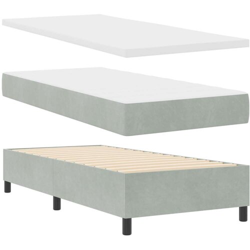 Box Spring Krevet s Madracem &amp;amp;amp LED Osvjetljenjem Svjetlosiva 90x200 cm Bar&amp;scaron;un Slike