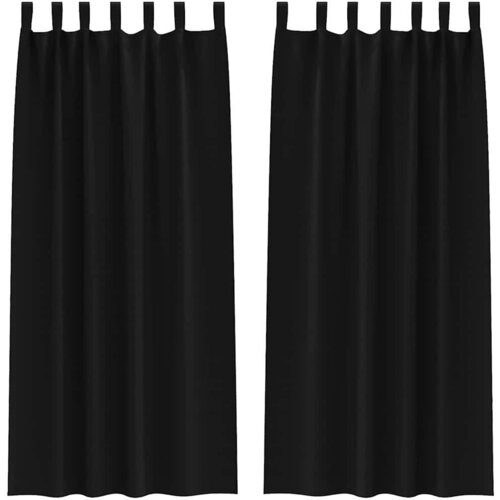  Zavjese za blackout s prstenovima 2 kom. Crna 225 x 140 cm Slike