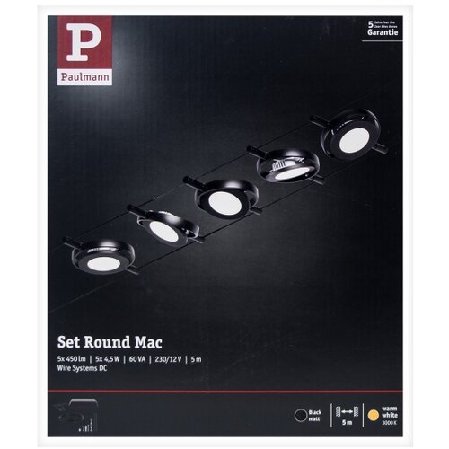 PAULMANN 94418 - KOMPLET 5xLED/4,5W sajlni sistem ROUNDMAC 230V crna Slike
