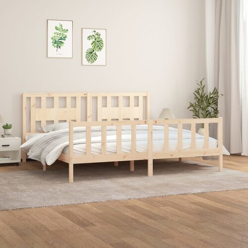 The Living Store Posteljni okvir z vzglavjem trdna borovina 200x200 cm - Posteljni Okvir, (21524405) Slike