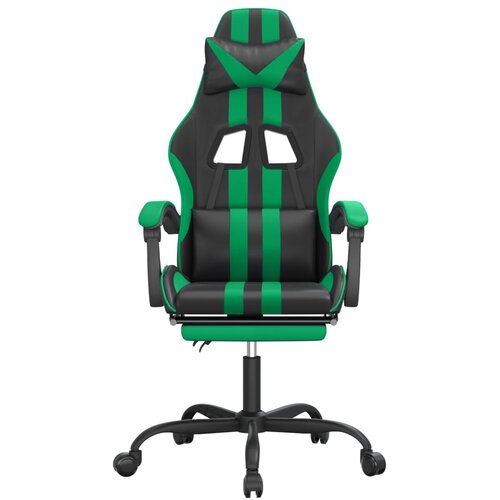  Okretna igraća stolica s osloncem crno-zelena od umjetne kože Slike