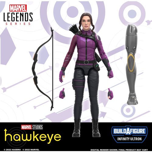 Hasbro Marvel F3856 Marvel Legends MCU Disney Plus Kate Bishop Hawkeye Series Akcijska 6-palčna zbirateljska igrača, 3 dodatki, 1 del za sestavo figure, več, (21041564) Slike