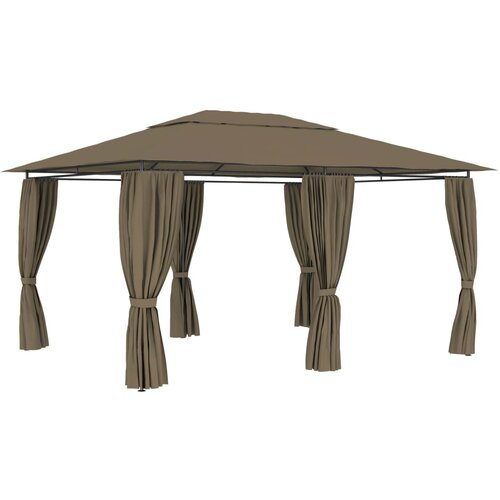 vidaXL Vrtni šotor z zavesami 4x3 m taupe 180 g/m² Cene