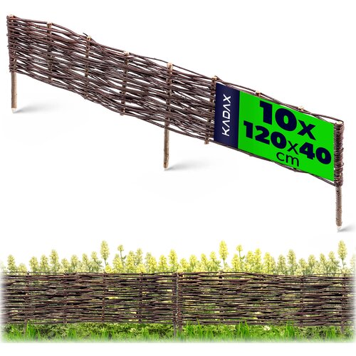 KADAX Vrtna palisadna ograja iz pletenega pletja 120x40 cm, komplet 10 kosov, (5000358155) Slike