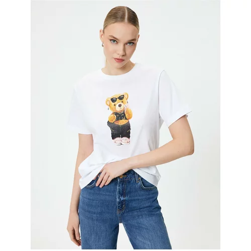 Koton Teddy Bear Printed T-Shirt Crew Neck Short Sleeve Cotton