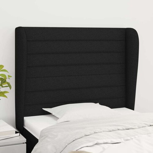  Vzglavje z u&amp;scaron;esi črno 103x23x118/128 cm blago, (20953887) Slike