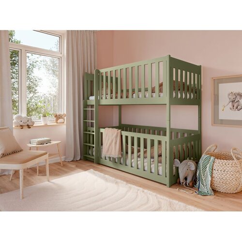 Molarem Home Drveni dječji krevet na kat Konrad - olive - 200x90 cm - Madrac PE pjena 8 cm-spužvasti madrac Cijene