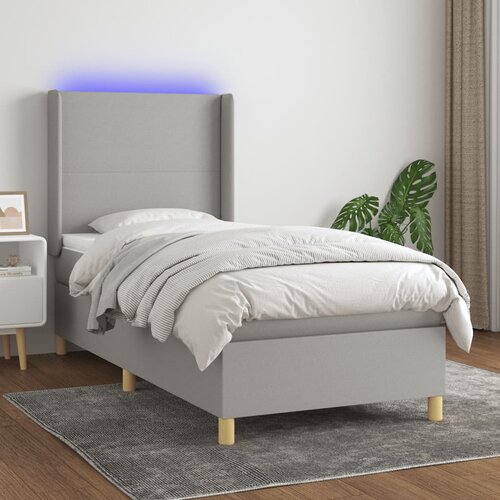 The Living Store Box spring postelja z vzmetnico LED sv. siva 100x200 cm blago - Box Spring Postelja, (21520860) Slike