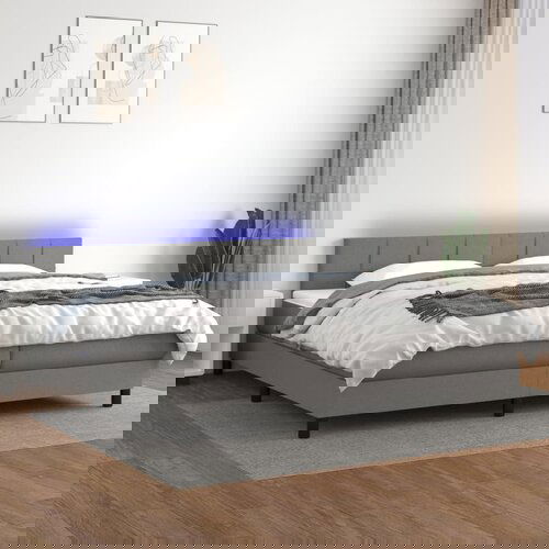 The Living Store Box spring postelja z vzmetnico LED temno siva 200x200 cm blago - Box Spring Postelja, (21437745) Slike