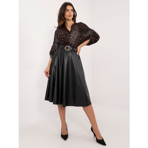Fashionhunters Black midi skirt made of eco-leather with a belt Cijene