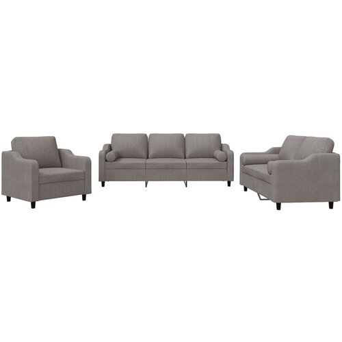 VidaXL 3-dijelni set sofa s jastucima smeđesivi od tkanine Slike