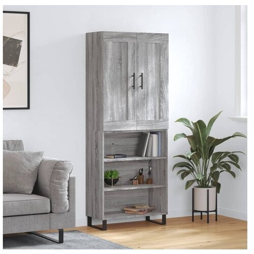 vidaXL Visoka komoda siva sonoma 69,5x34x180 cm inženirski l Cene