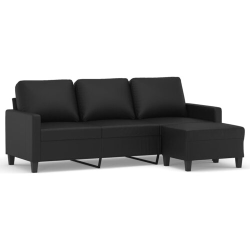 Maison Chic kavč - Sofa - Kanape trosed s stolčkom za noge črn 180 cm umetno usnje, (21727954) Cene